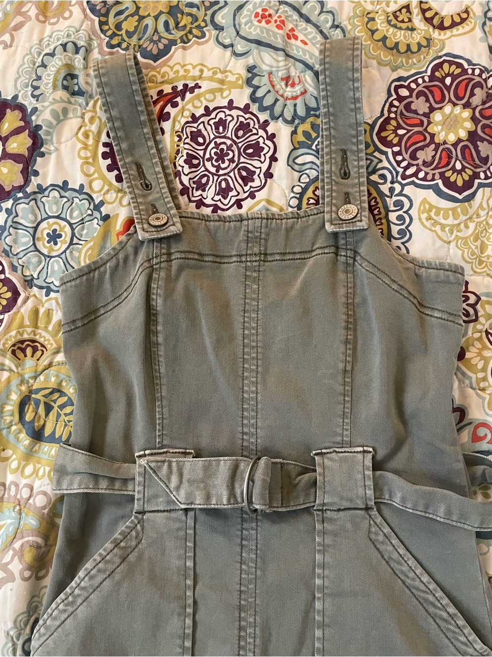 American Eagle Outfitters Olive Utility Tie-Waist Jumpsuit